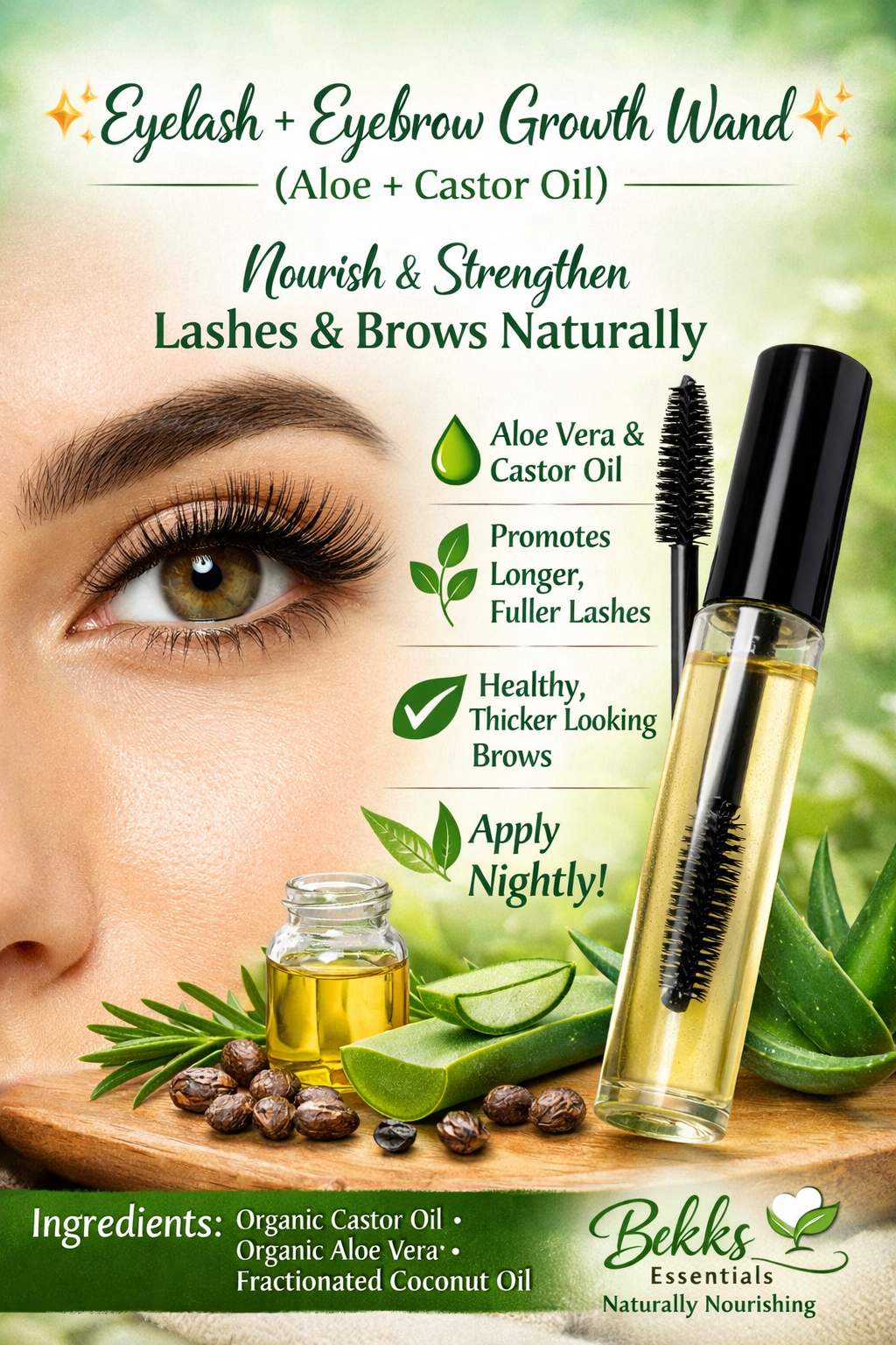 Eyelash + Eyebrow Growth Wand (Aloe + Castor Oil)