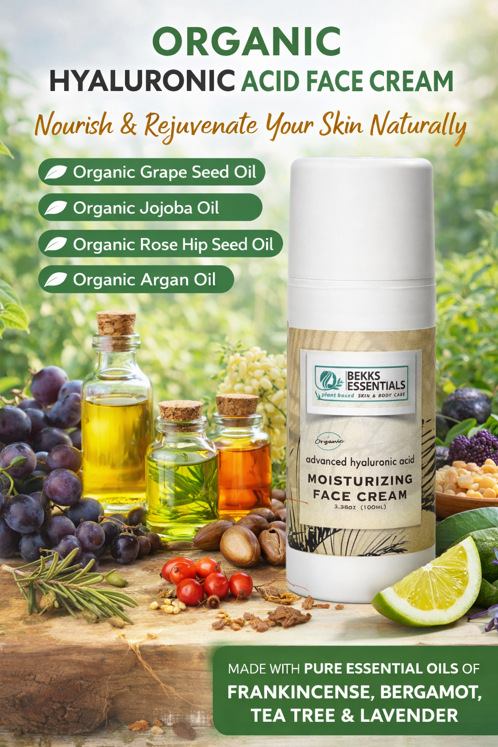 Hyaluronic Acid Anti-Aging Face Cream + Rosehip (Face & Neck)